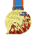 Оптовый заказ 3D золото серебро Россия хоккейный мяч игра металлический сувенир спортивная награда медаль с лентой цвета флага